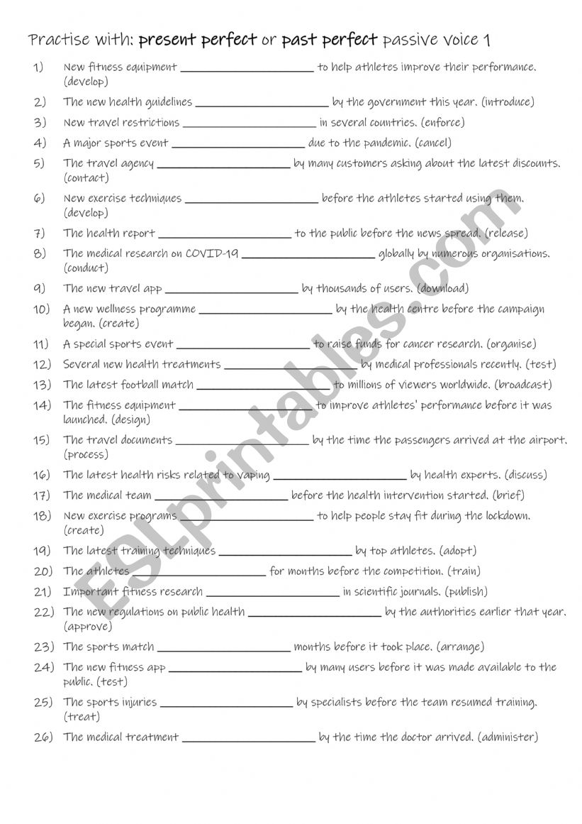 B1-B2 Practise with present perfect or past perfect passive voice 1