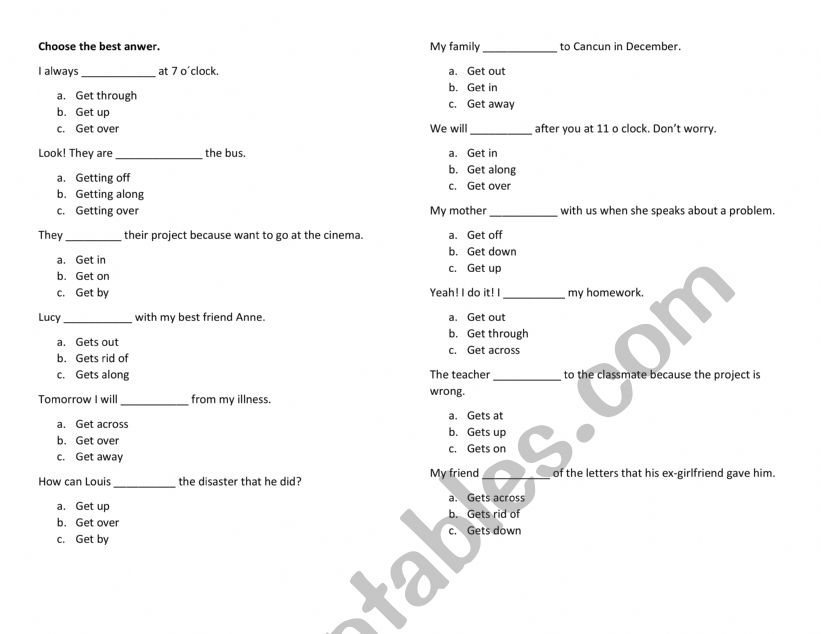 Get phrasal verbs worksheet
