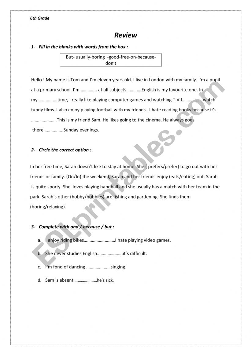 review worksheet