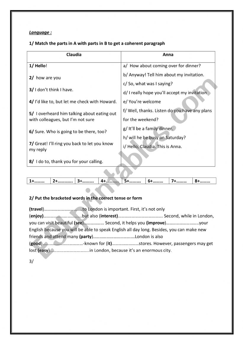 language test worksheet