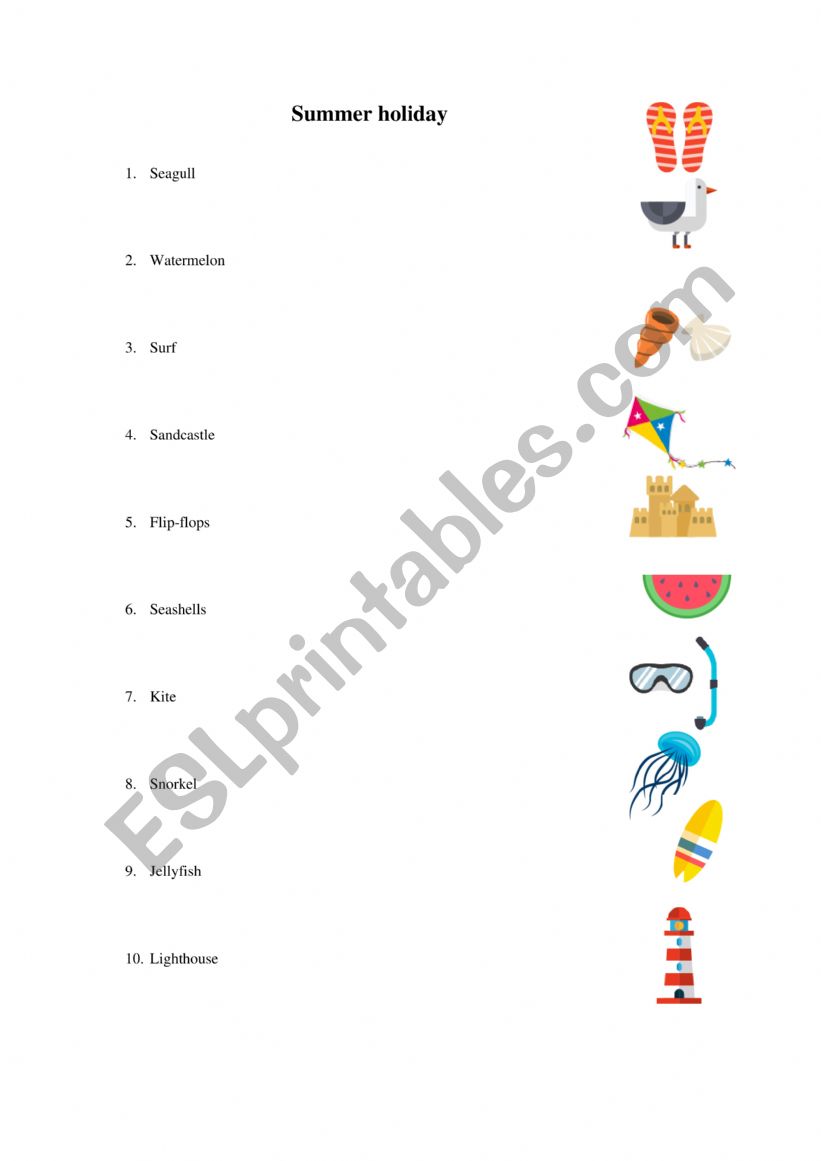 Summer holiday worksheet