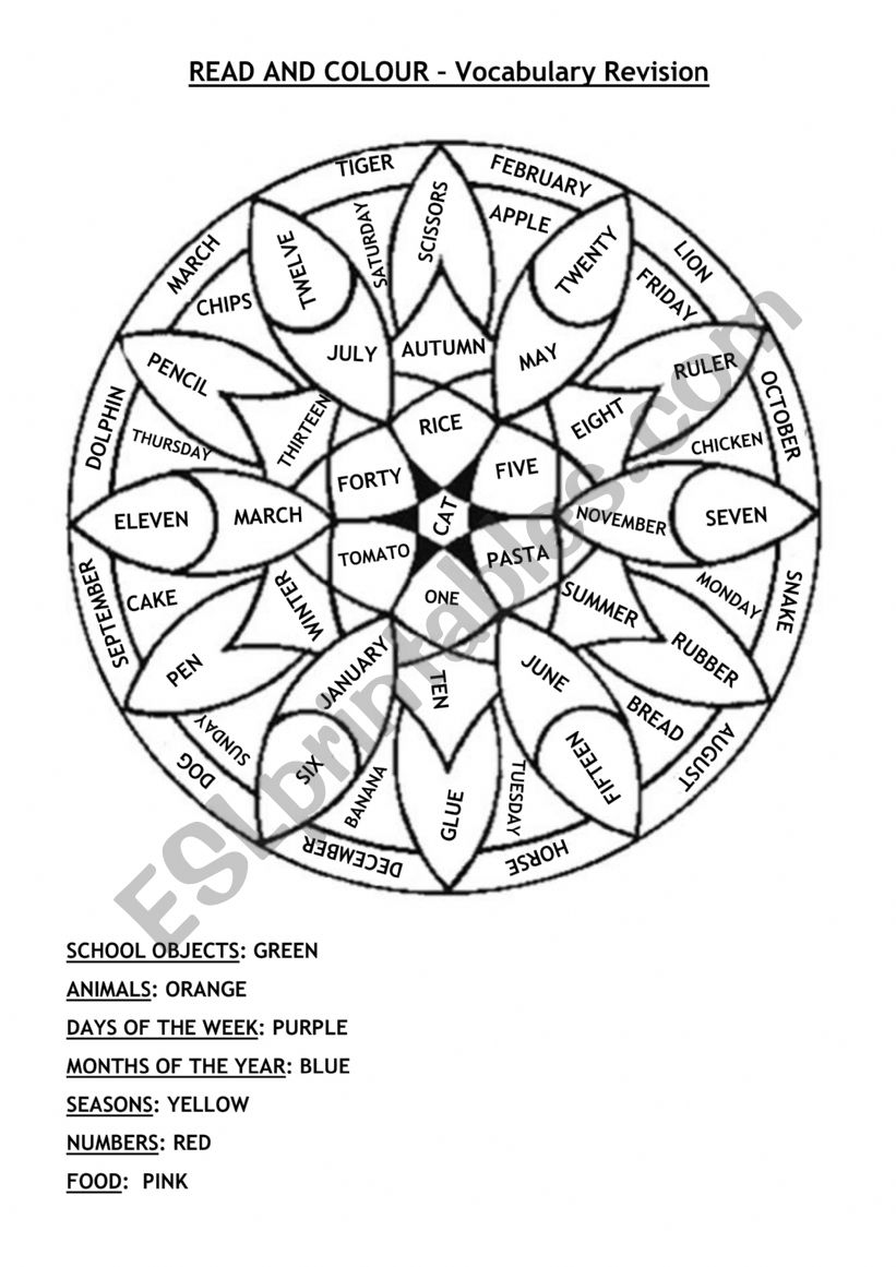 ENGLISH VOCABULARY MANDALA worksheet
