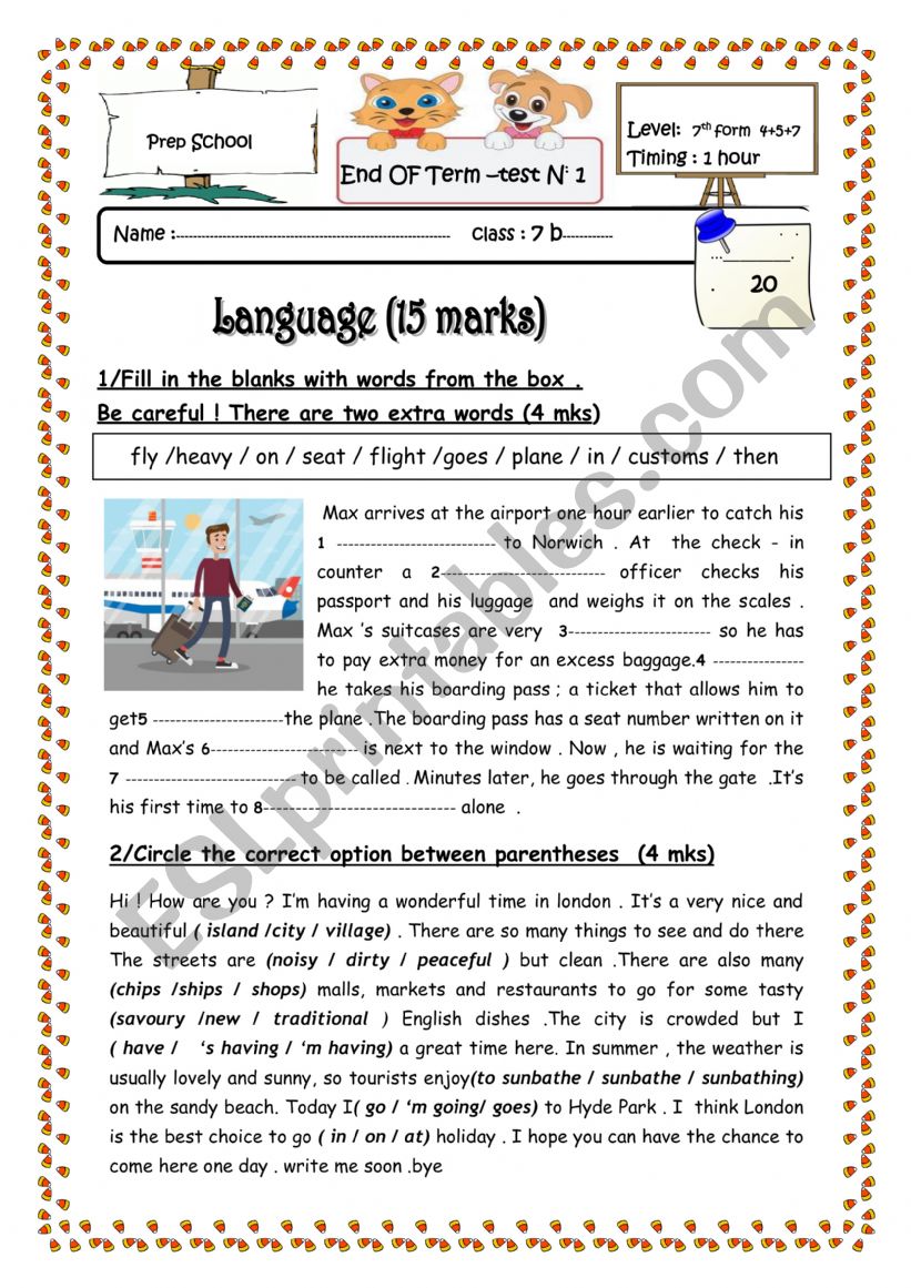 End of Term - Test n 1 7th form 