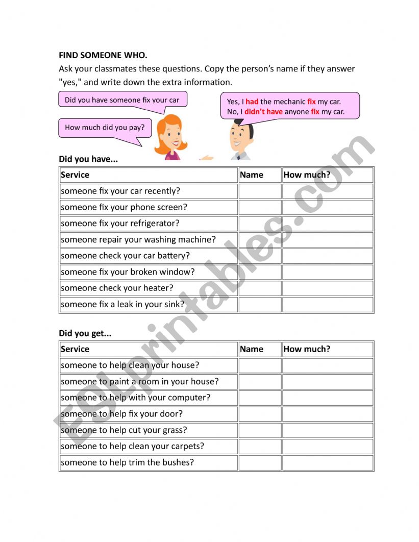 Active Causative worksheet