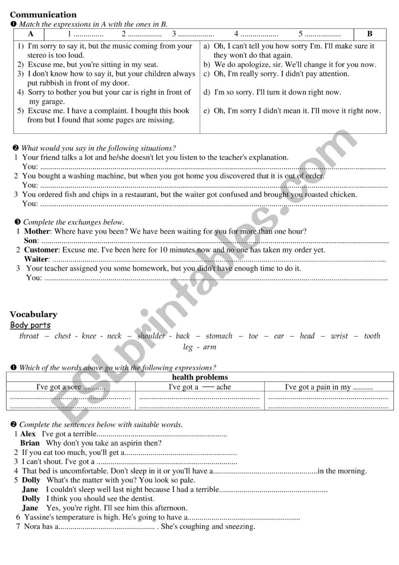 Communication: complaints & apologies