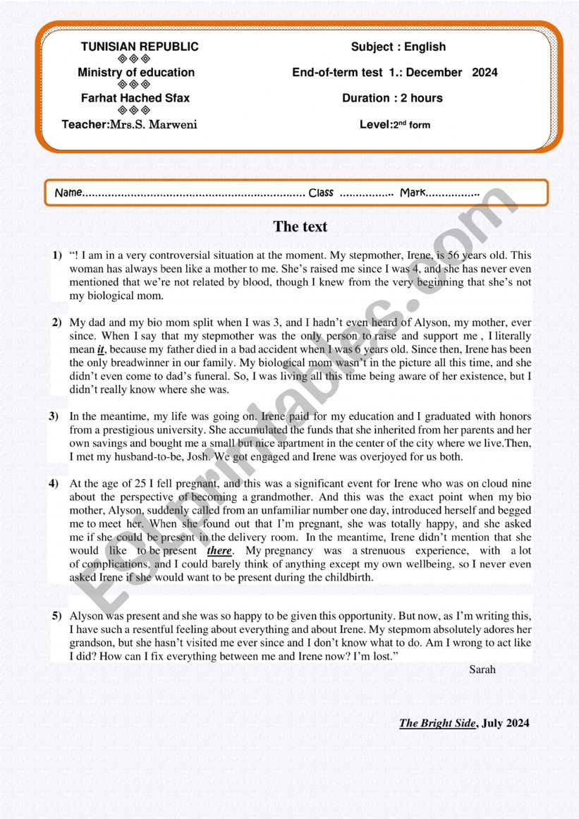 Full-term test1 worksheet