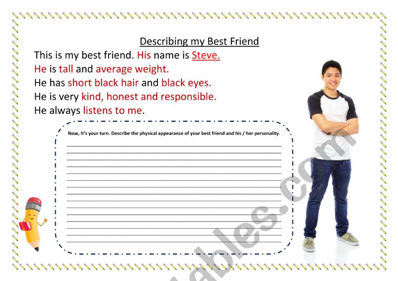 Describing my best friend worksheet