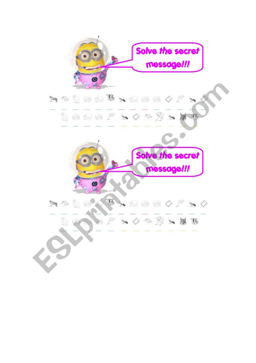 Solve the secret messsage worksheet