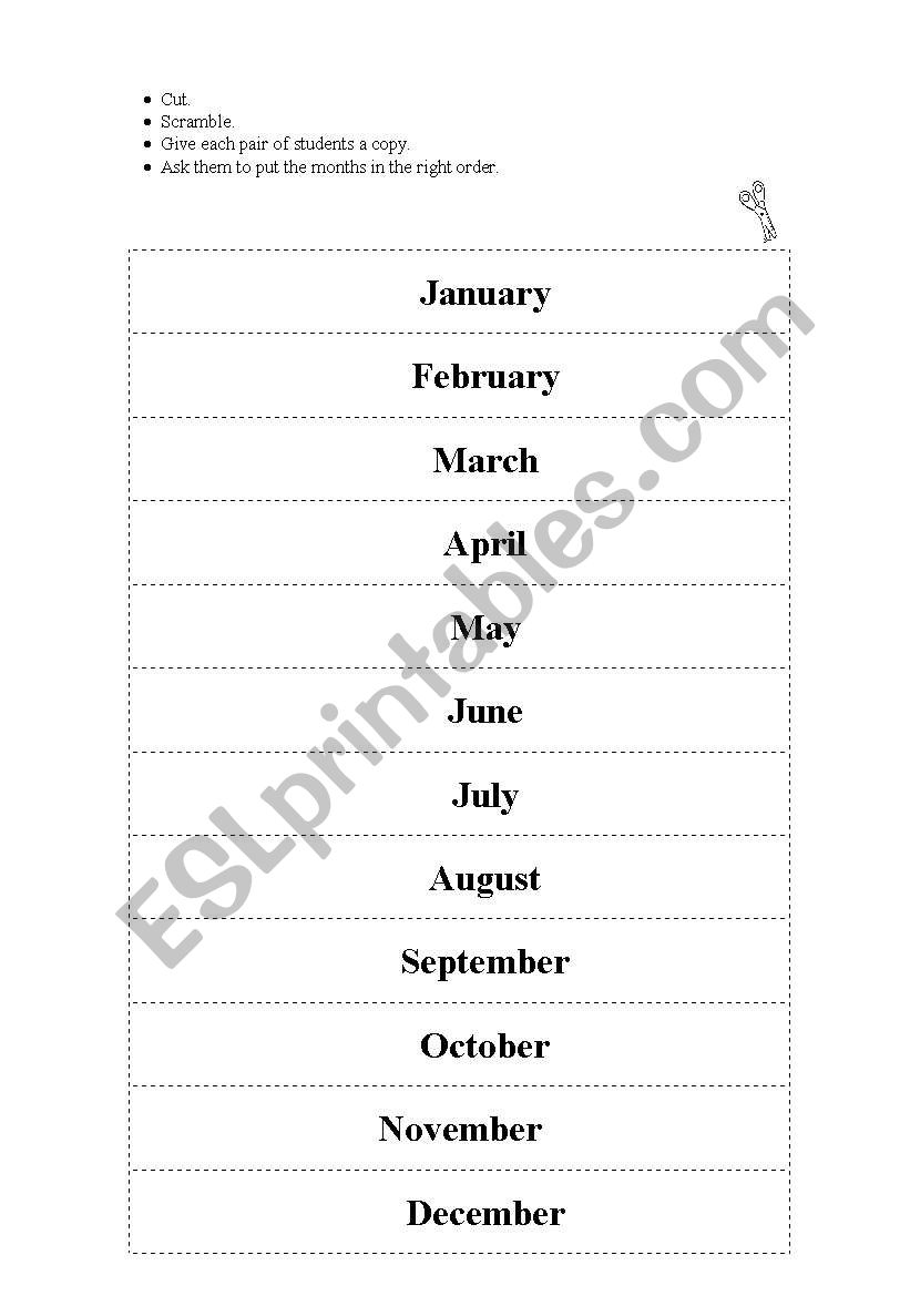 Months worksheet