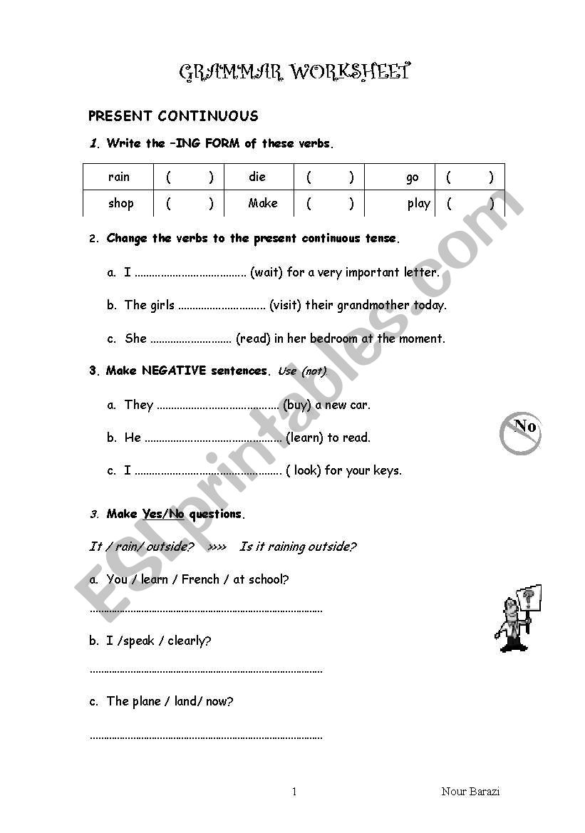 Present Continuous worksheet