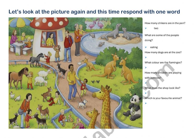 At the zoo: look at the picture - read and respond with one word