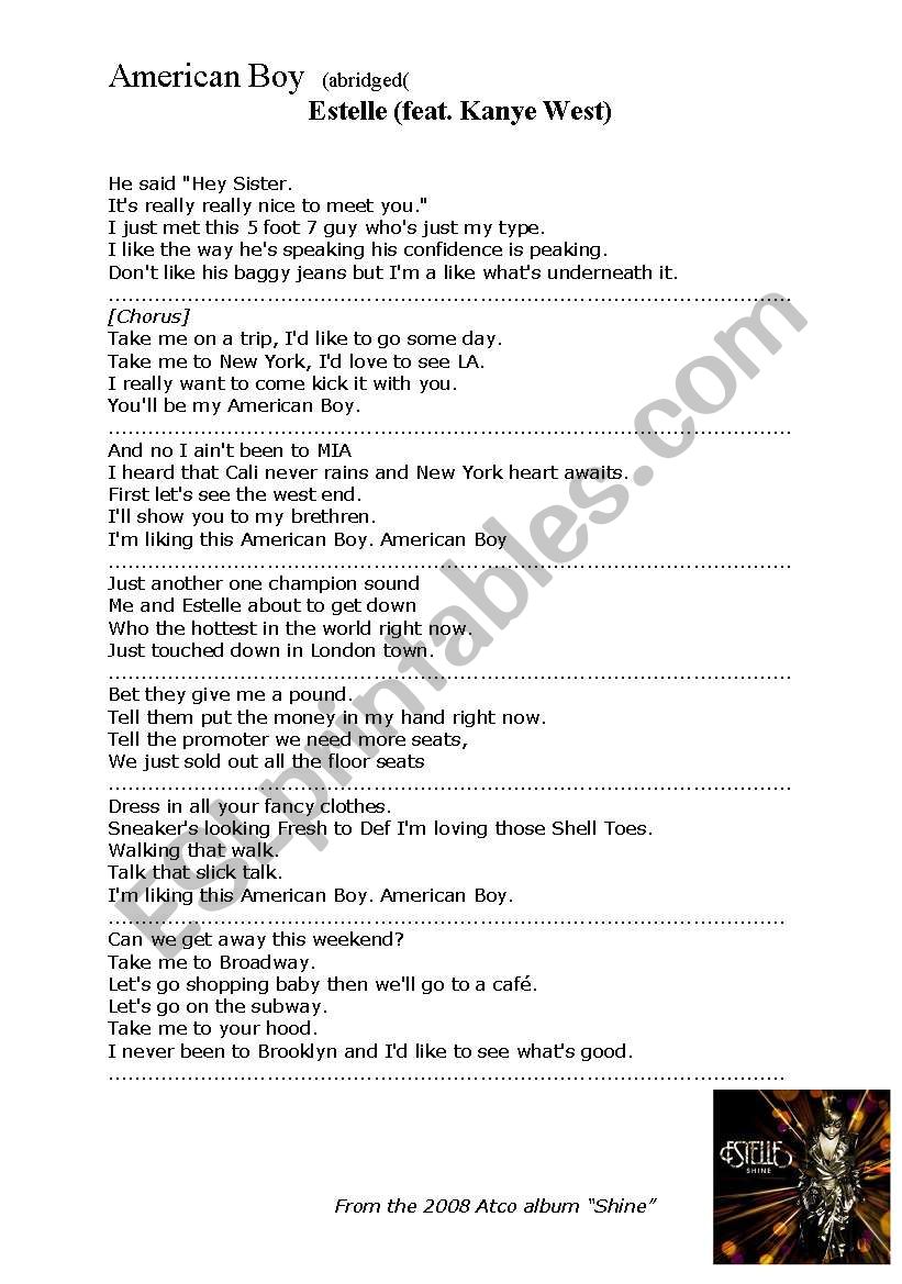 Song Lyrics Puzzle worksheet