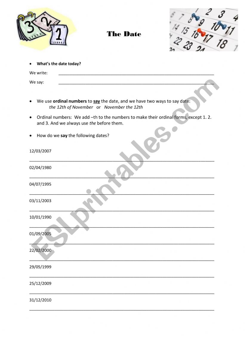 The Date worksheet