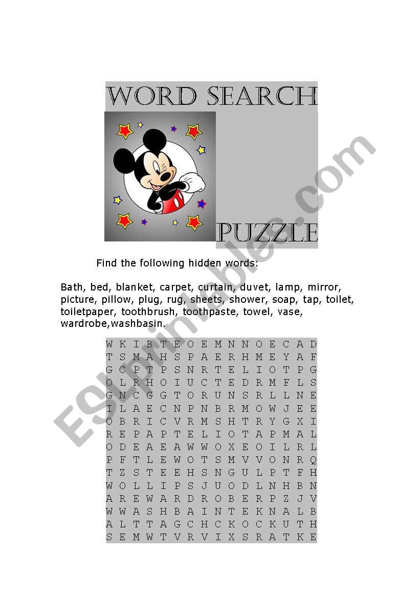 WORD SEARCH PUZZLE - HOME worksheet