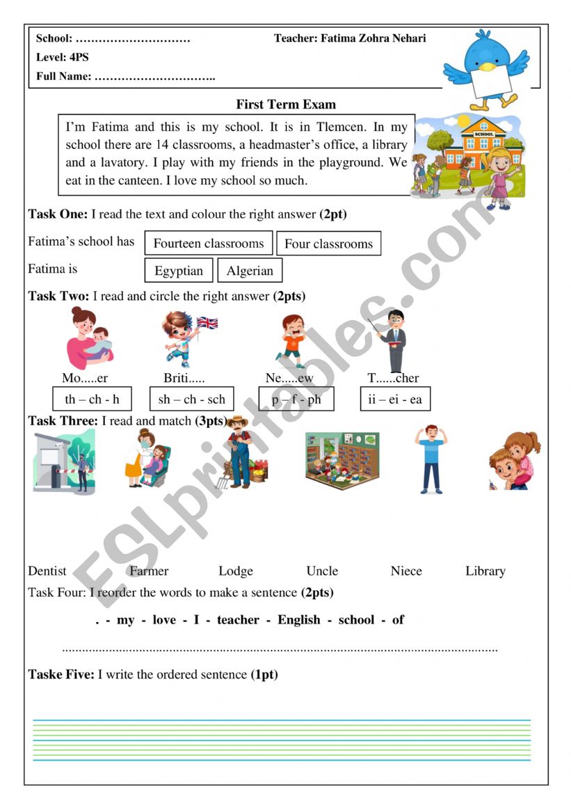 First Term Exam worksheet