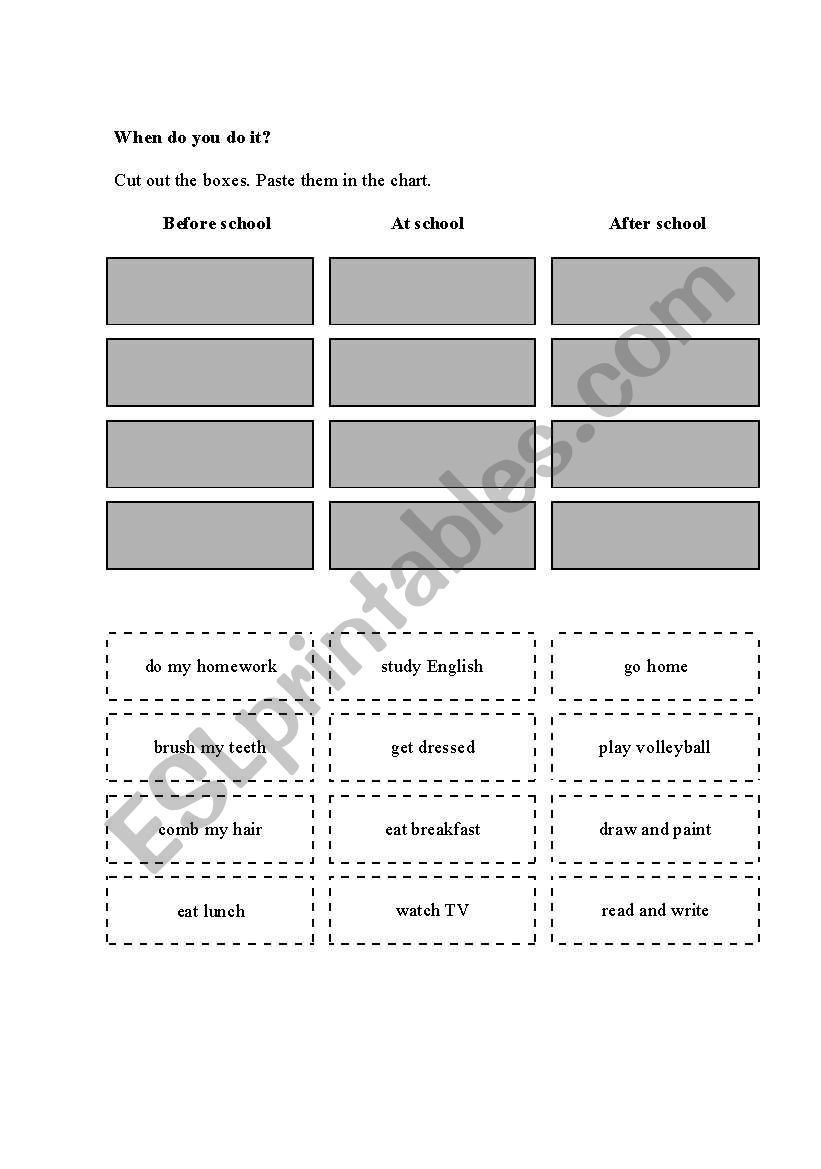 When do you do it worksheet