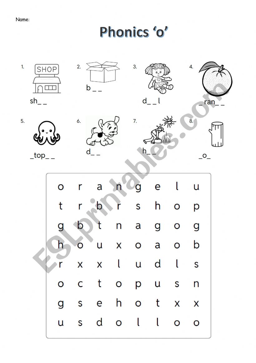 phonics o worksheet