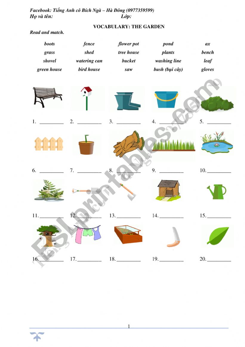 Vocabulary Test worksheet