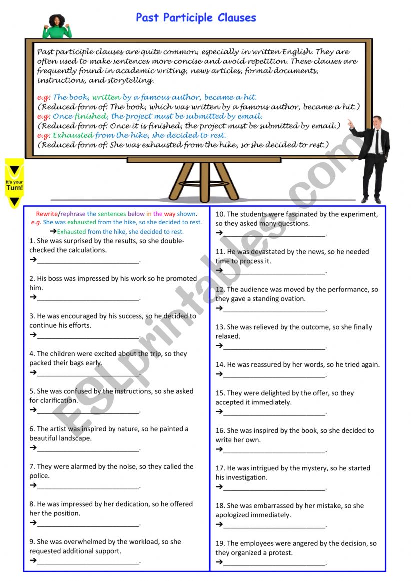 Past Participle Clauses  worksheet
