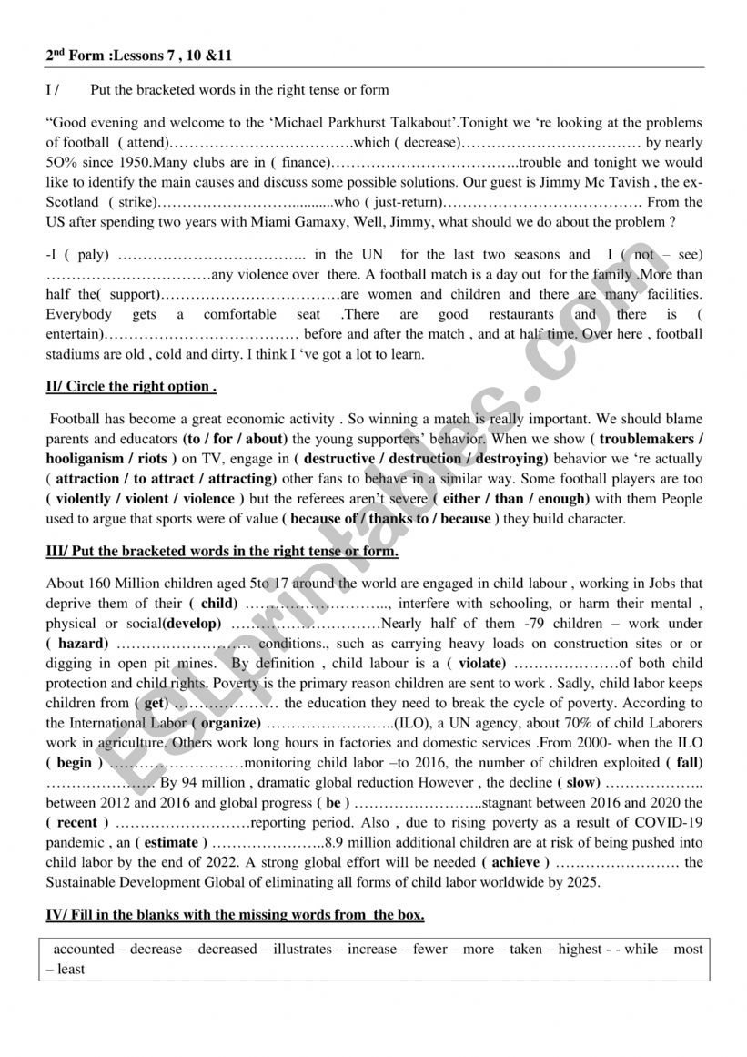Review  worksheet