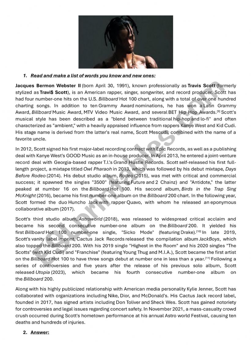 Goosebumps worksheet