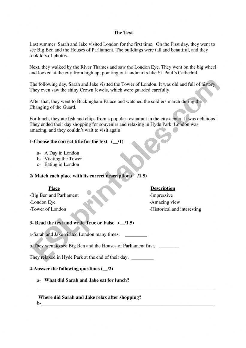 Full term Test 1 worksheet