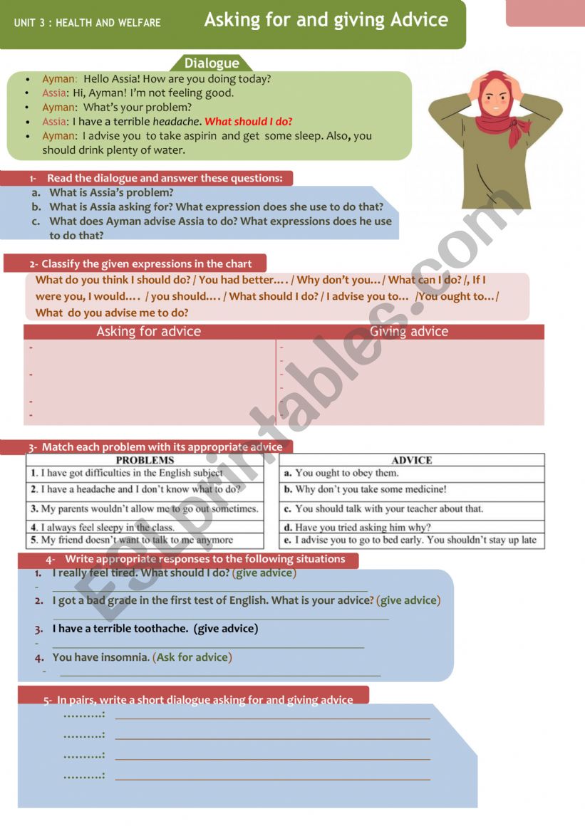 Giving Advice worksheet