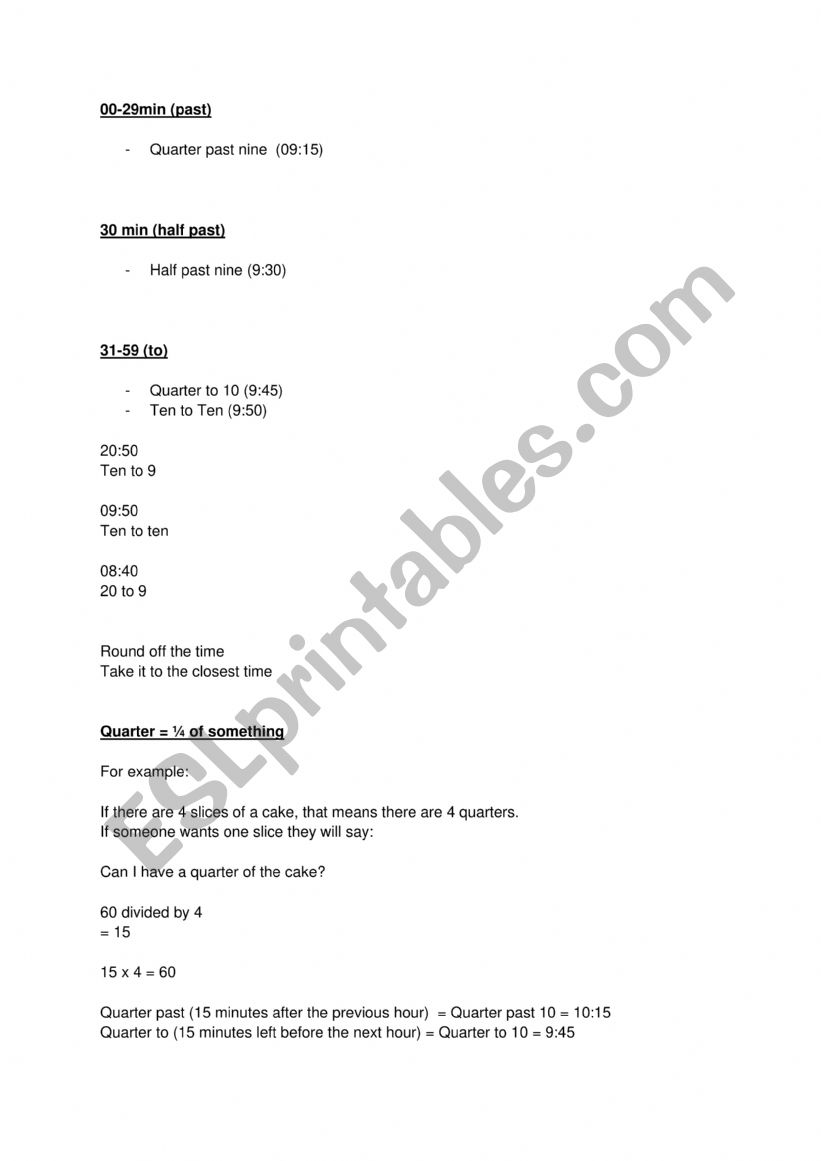 Time and numbers in English worksheet