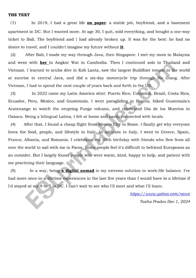 full term test n 1 4th arts worksheet