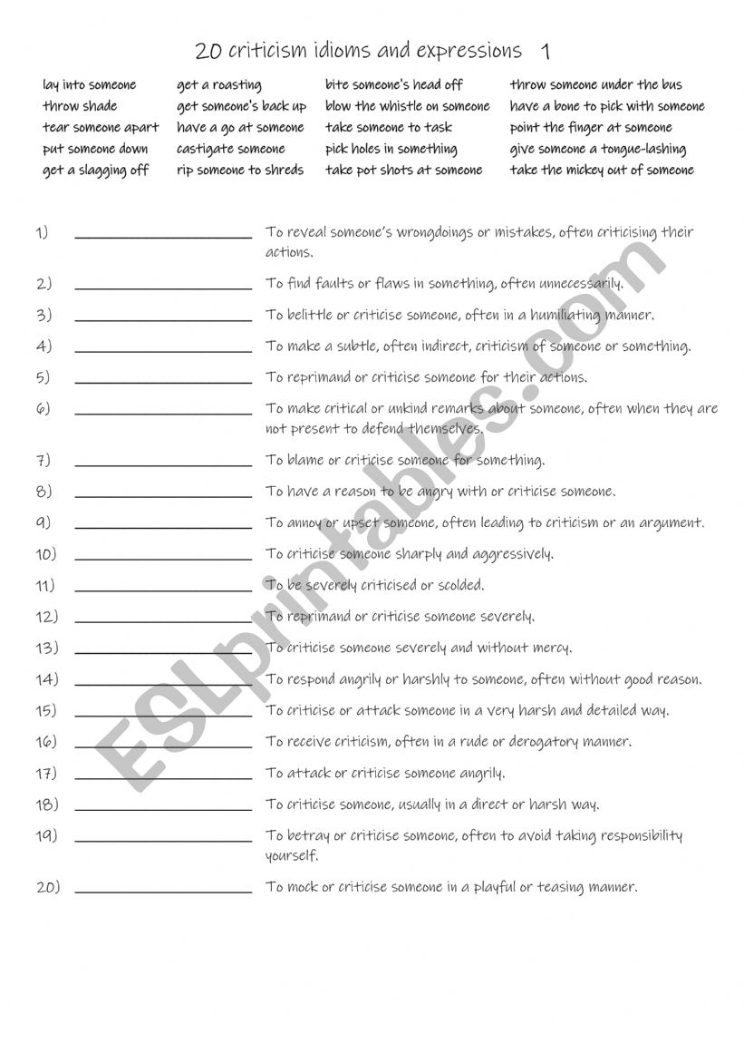 B1+-C1 20 criticism idioms and expressions 1