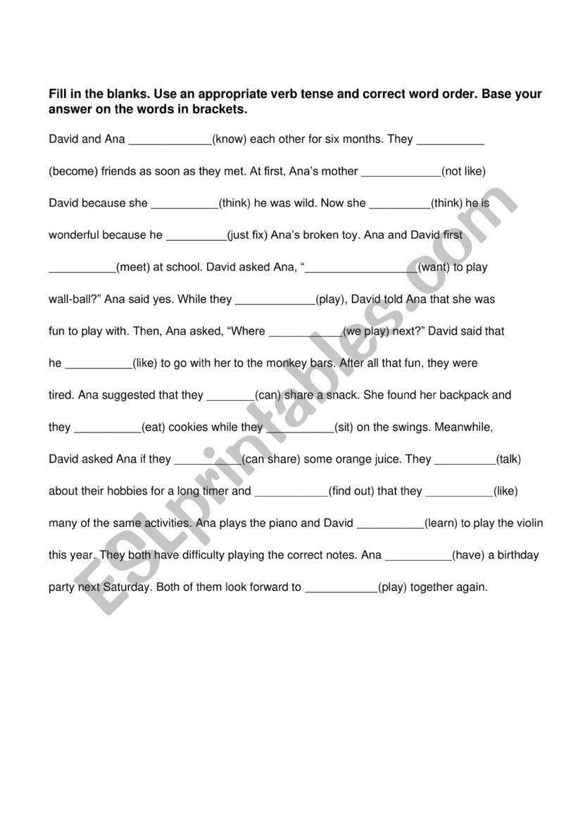 Revision exercise worksheet