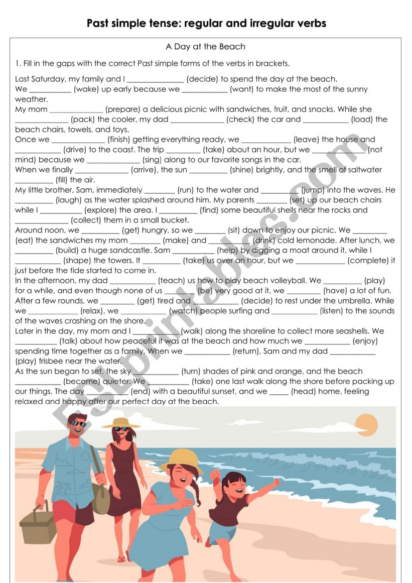 Exercises on Past simple worksheet