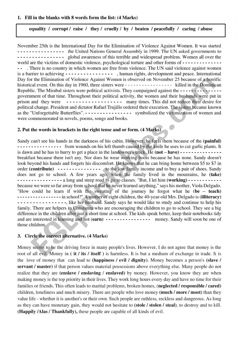 Mid term 2 test second from worksheet