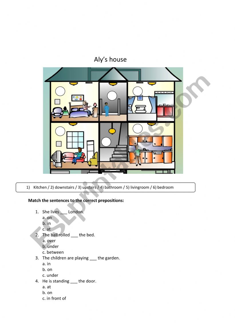 Aly�s house worksheet