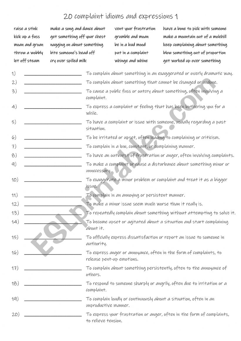B1+-C1 20 complaint idioms and expressions 1