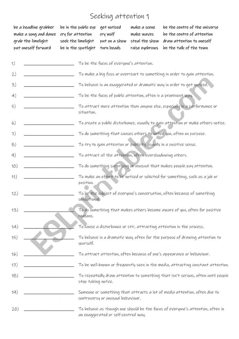 B1+-C1 20 seeking attention idioms 1