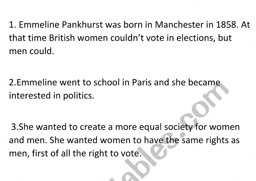emmeline pankhurst biography worksheet