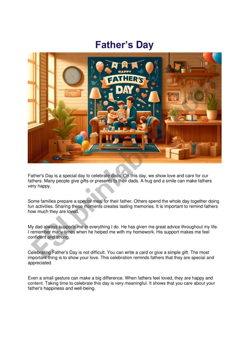 Father�s Day  worksheet