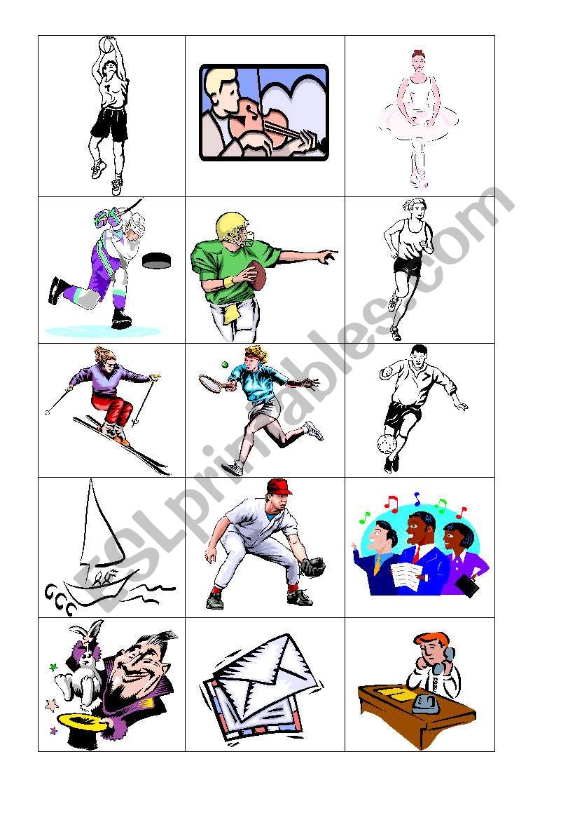  Sports and Hobbies Cards worksheet