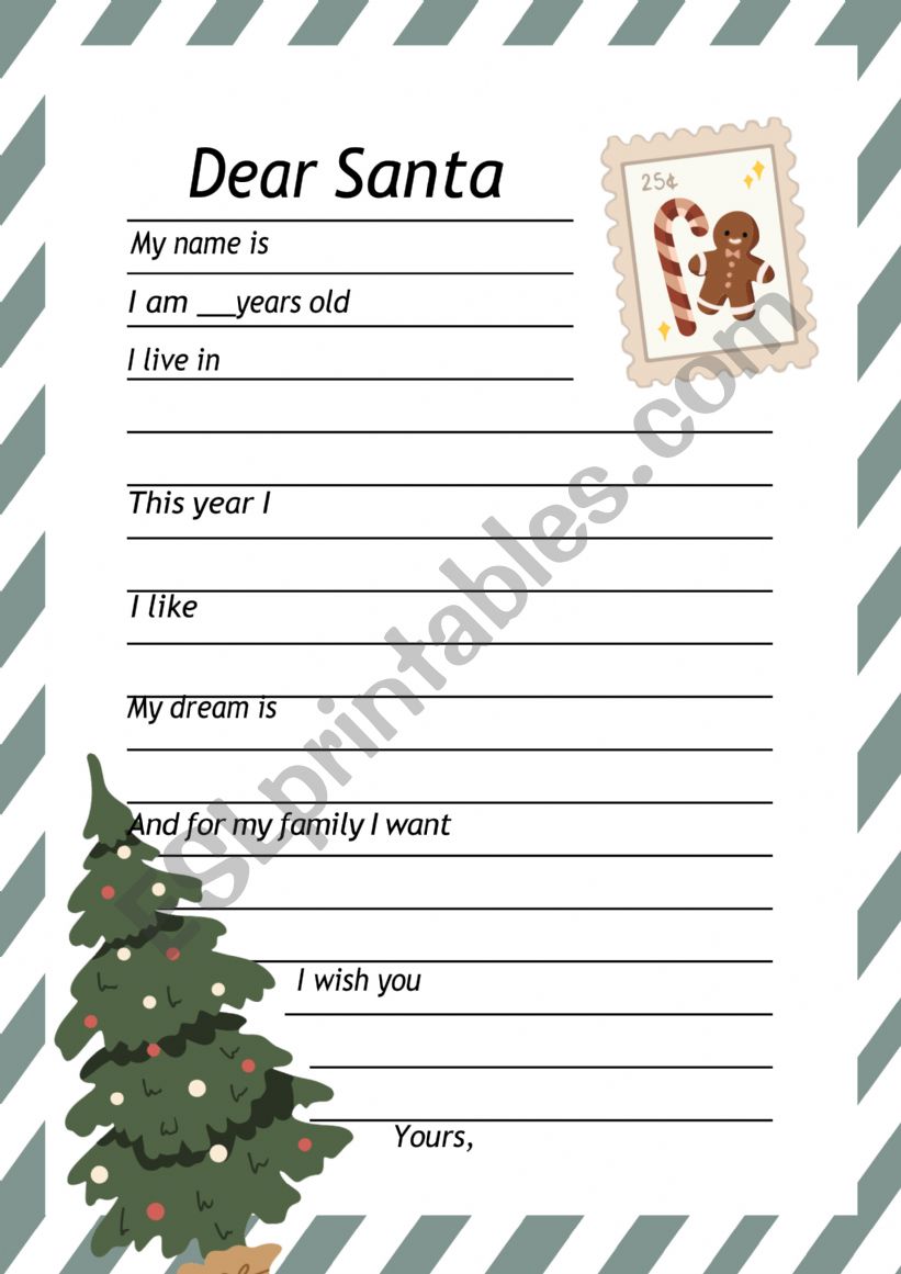 A letter to Santa worksheet