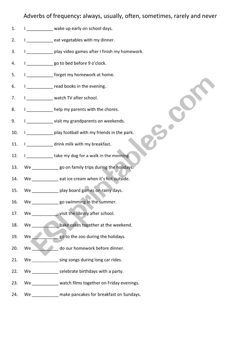 Adverbs of frequency always, usually, often, sometimes, rarely and never 3