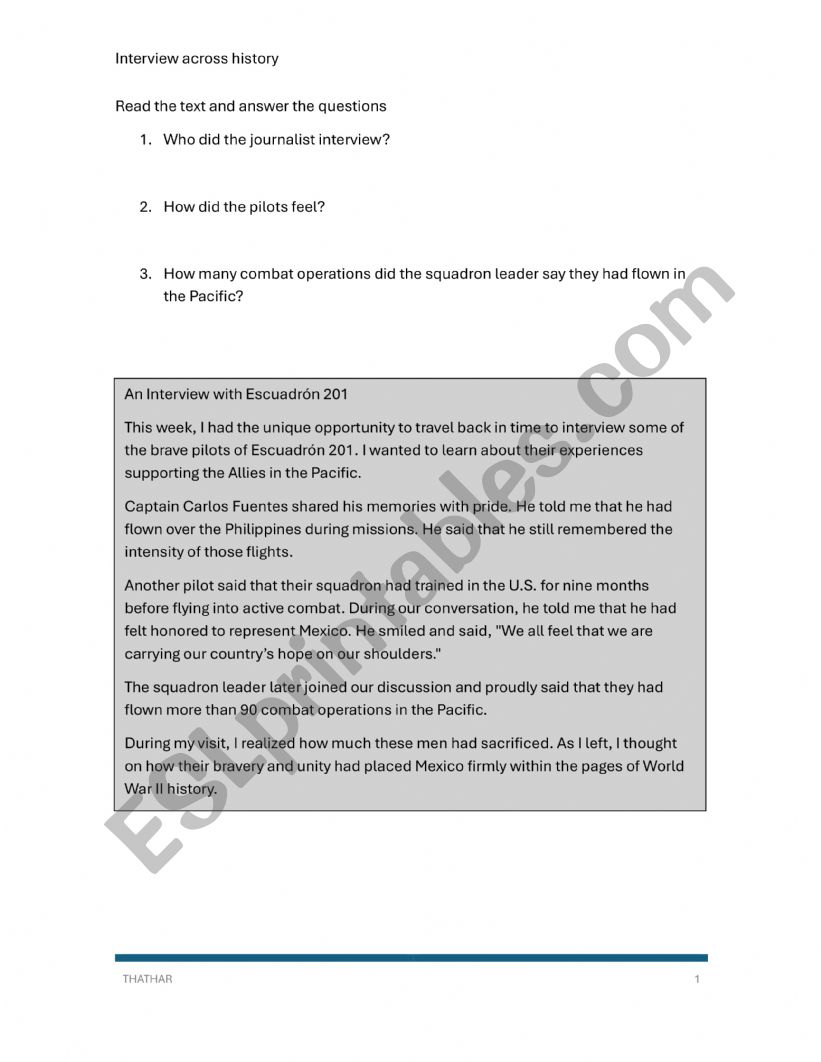 Interview from the past Reported speech