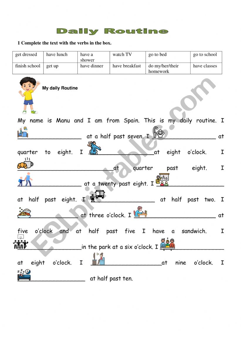 Present Simple Routines worksheet