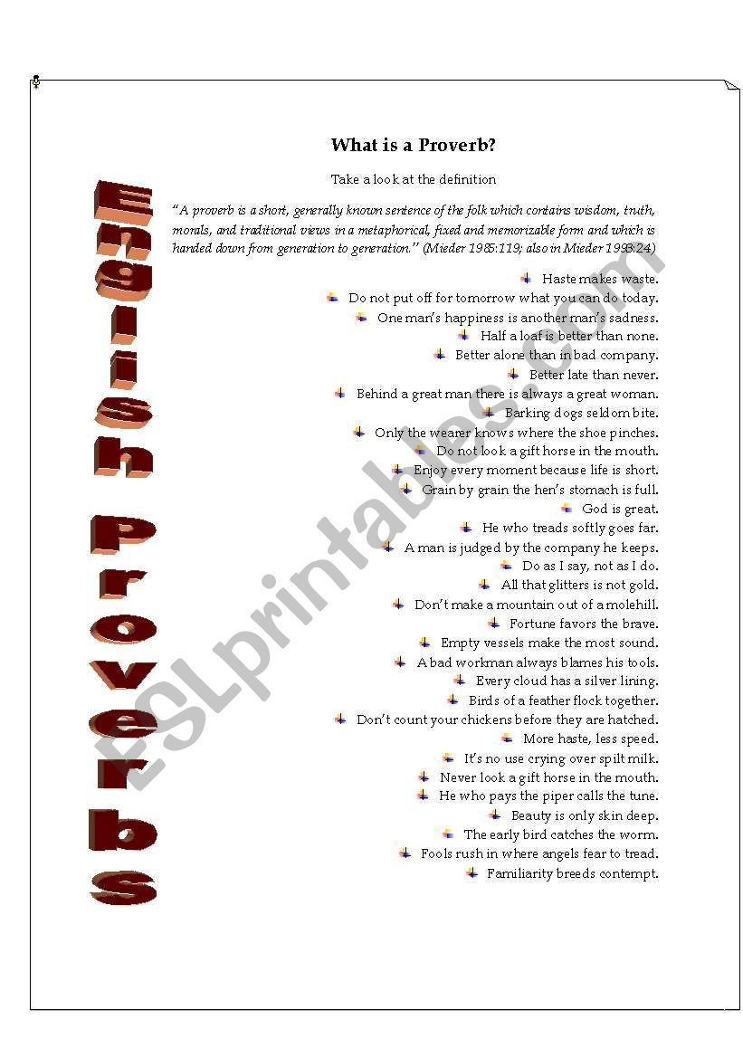 English Proverbs worksheet