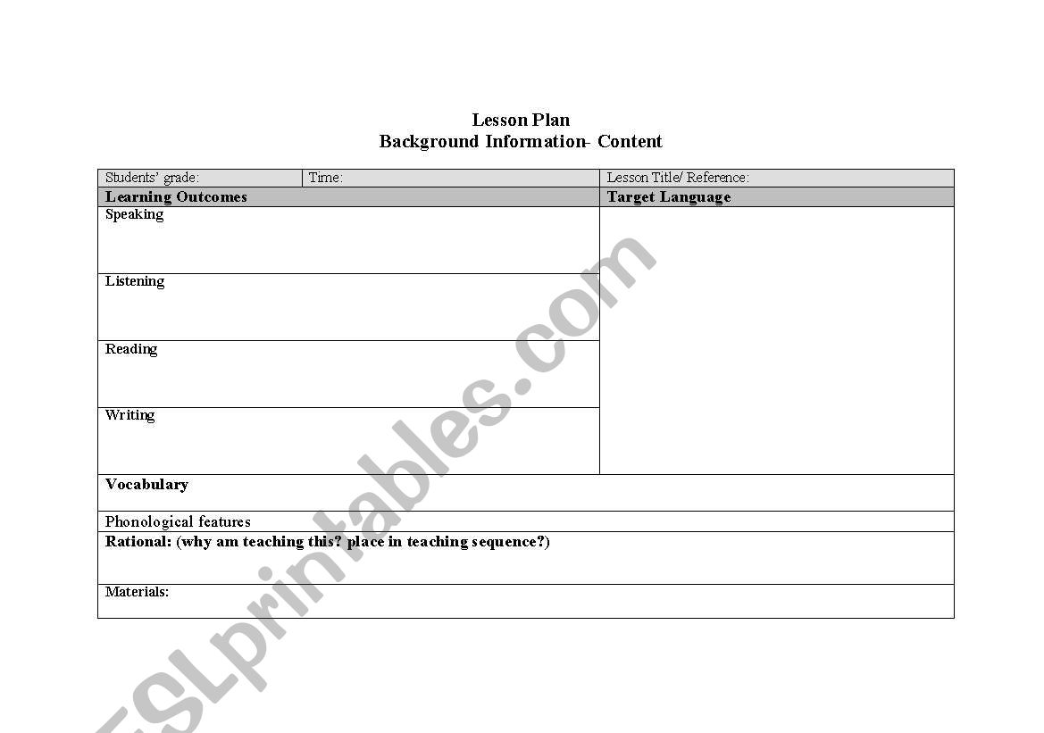 lesson plan-template worksheet