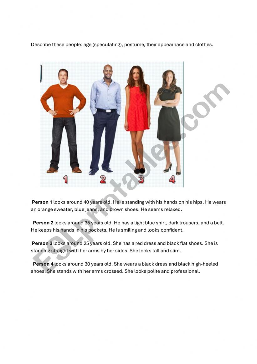 DESCRIBING PEOPLE worksheet
