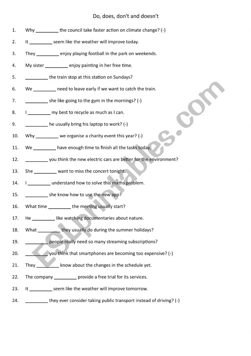 Do, does, don�t and doesn�t 1
