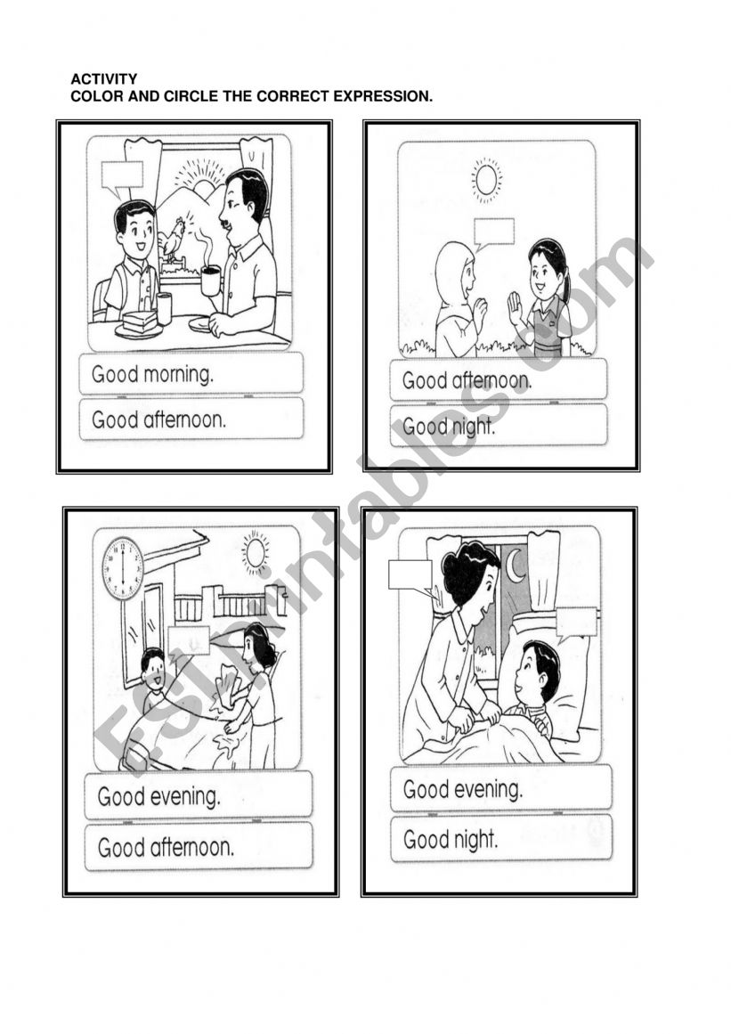 Greetings worksheet