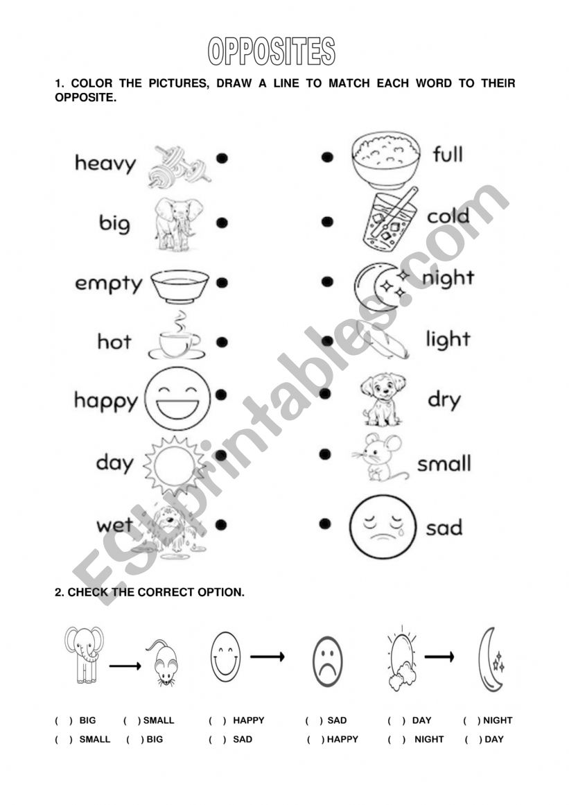 Opposites worksheet