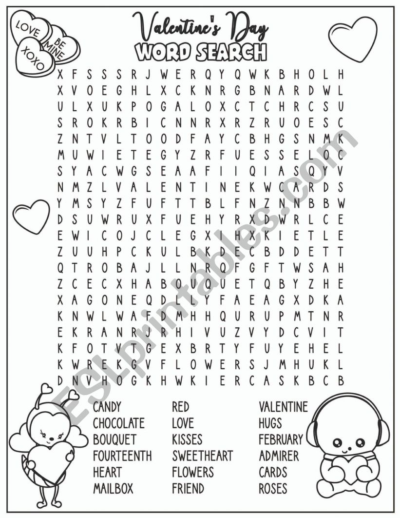 Valentine�s Day Word Search worksheet